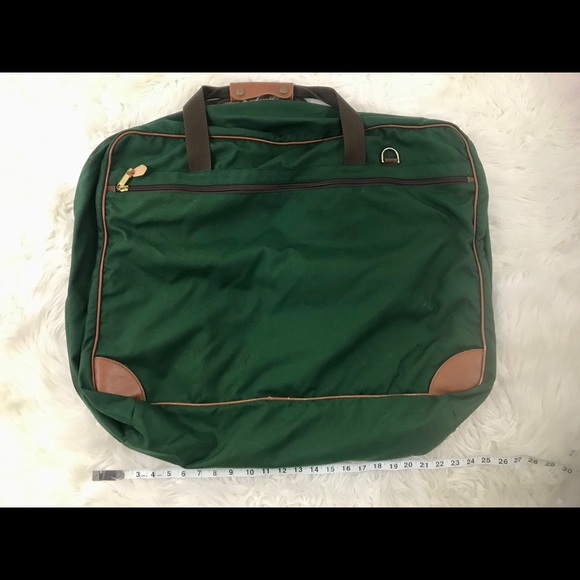 L L Bean Green Canvas Travel Luggage Suitcase Vtg - Picture 8 of 11
